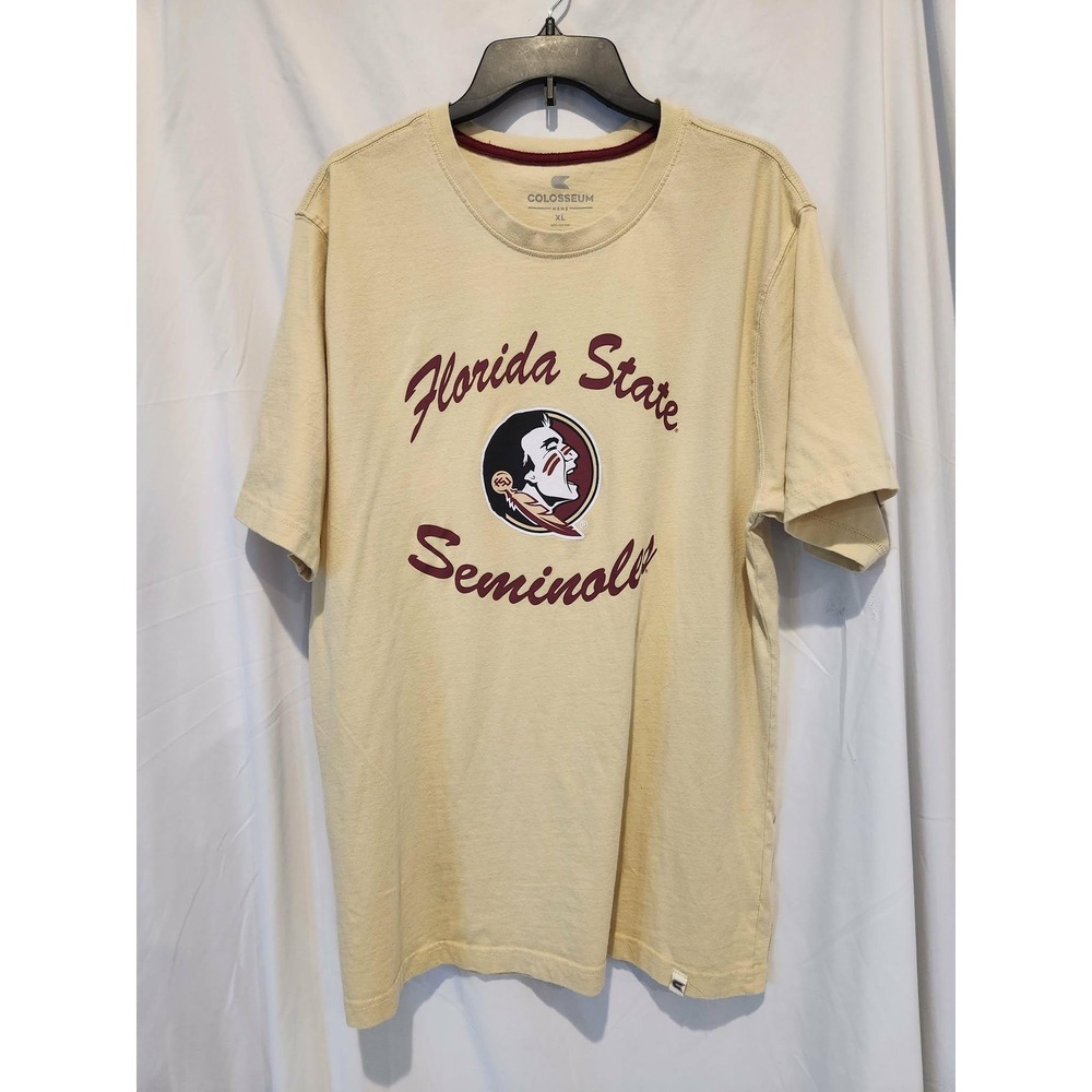 Colosseum Florida State Seminoles Mens XL Cream Graphic T-Shirt FSU NCAA Cotton